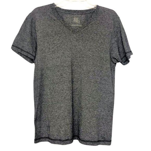 B2 Original Blends Other - Men's B2 Original Blends Charcoal Black White Slub Knit V Neck T Shirt